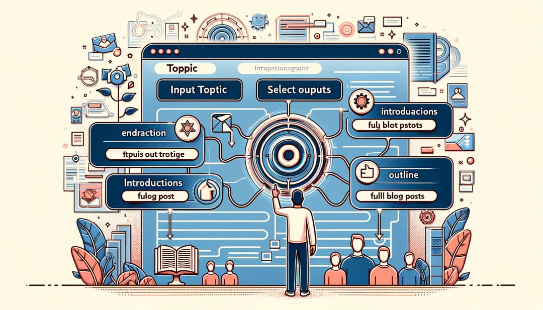 Image illustrating - Generate oputlines, titles and content with AI blog